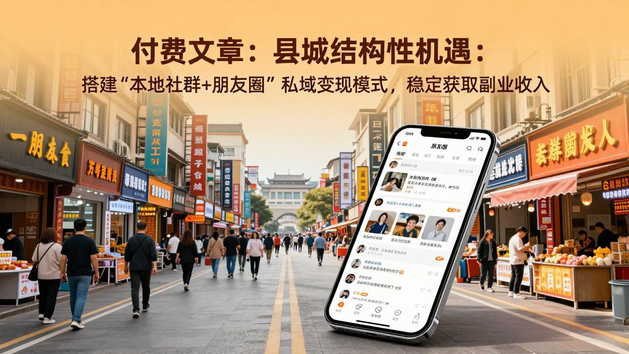 付费文章:县城结构性机遇:搭建“本地社群+朋友圈”私域变现模式,稳定获取副业收入-长青创习社