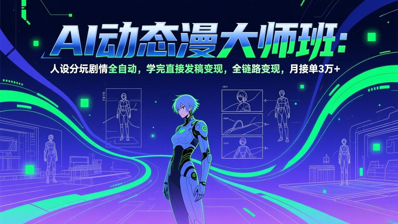 AI动态漫剧大师班：人设分镜剧情全自动，学完直接发稿变现，全链路变现，月接单3万+-长青创习社