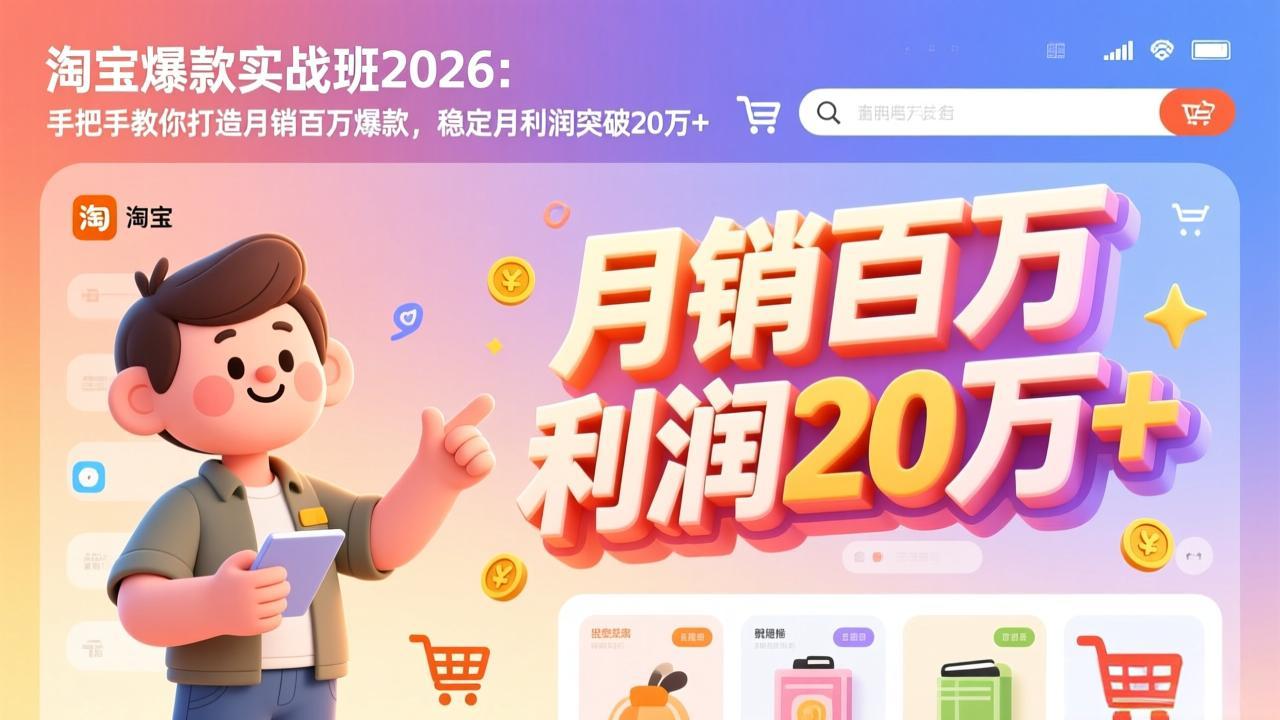淘宝爆款实战班-2026年2月更新：手把手教你打造月销百万爆款，稳定月利润突破20万+-长青创习社