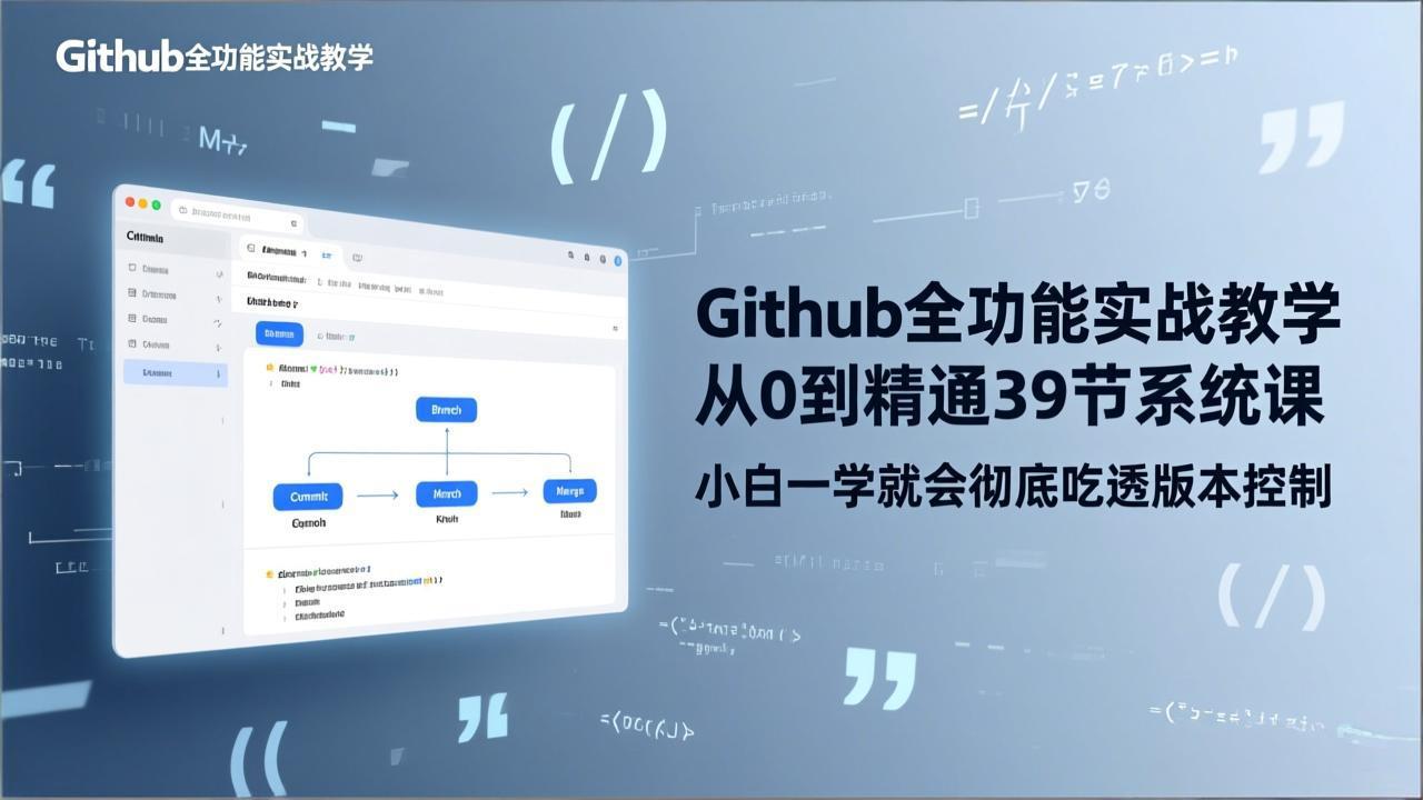 GitHub-全功能实战教学，从0到精通39节系统课，小白一学就会彻底吃透版本控制-长青创习社
