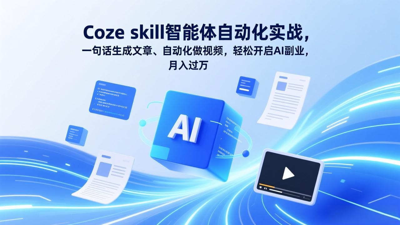 Coze skill智能体自动化实战,一句话生成文章、自动化做视频,轻松开启AI副业,月入过万-长青创习社
