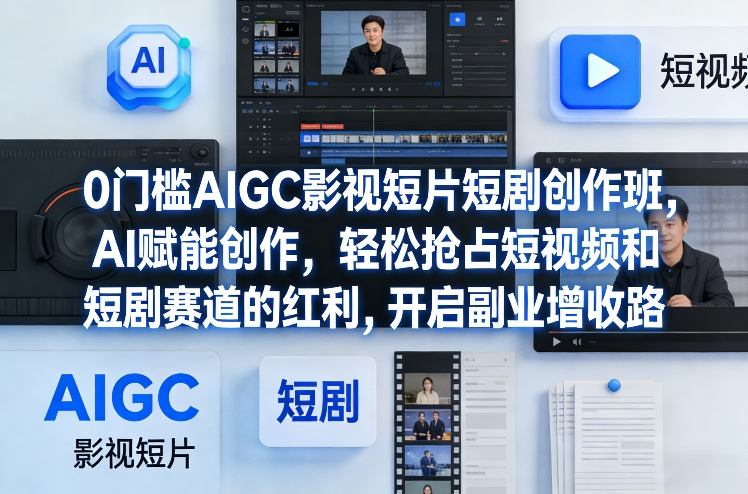 0门槛AIGC影视短片短剧创作班，AI赋能创作，轻松抢占短视频和短剧赛道的红利，开启副业增收路-长青创习社